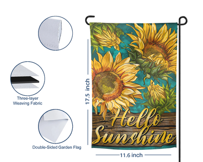 Hello Sunshine Garden Flag - Outdoor Sunflower Yard Decor - Housewarming Gift