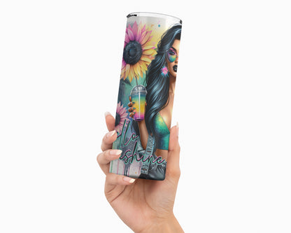 Hello Sunshine Tumbler / Sassy 20oz Tumbler With Straw / Edgy Floral Summertime Tumbler / Gift For Her