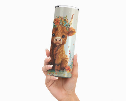 Highland Blossoms / 20oz Cow Tumbler With Straw / Gift For Cow Lovers