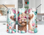 Easter Moo-lody Tumbler / 20oz Highland Cow Tumbler With Straw / Gift For Cow Lovers