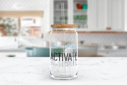 Holy Spirit Activate Glass Can Tumbler