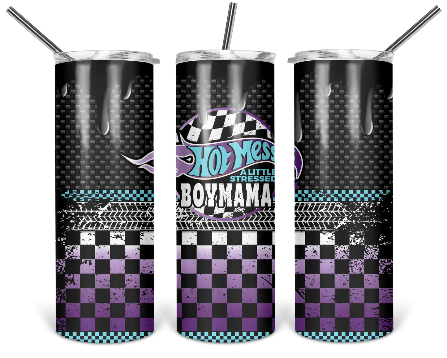 Hot Mess A Little Stressed Purple / Boy Mama Tumbler Set / Matching Mommy And Mini Me / Gift For Mom