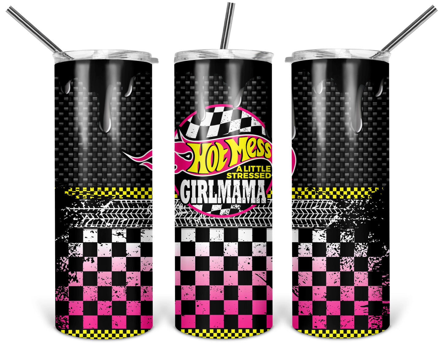 Hot Mess A Little Stressed Pink / Girl Mama Tumbler Set / Matching Mommy And Me / Gift For Mom