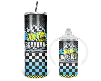 Hot Mess A Little Stressed Blue / Boy Mama Tumbler Set / Matching Mommy And Me / Gift For Mom