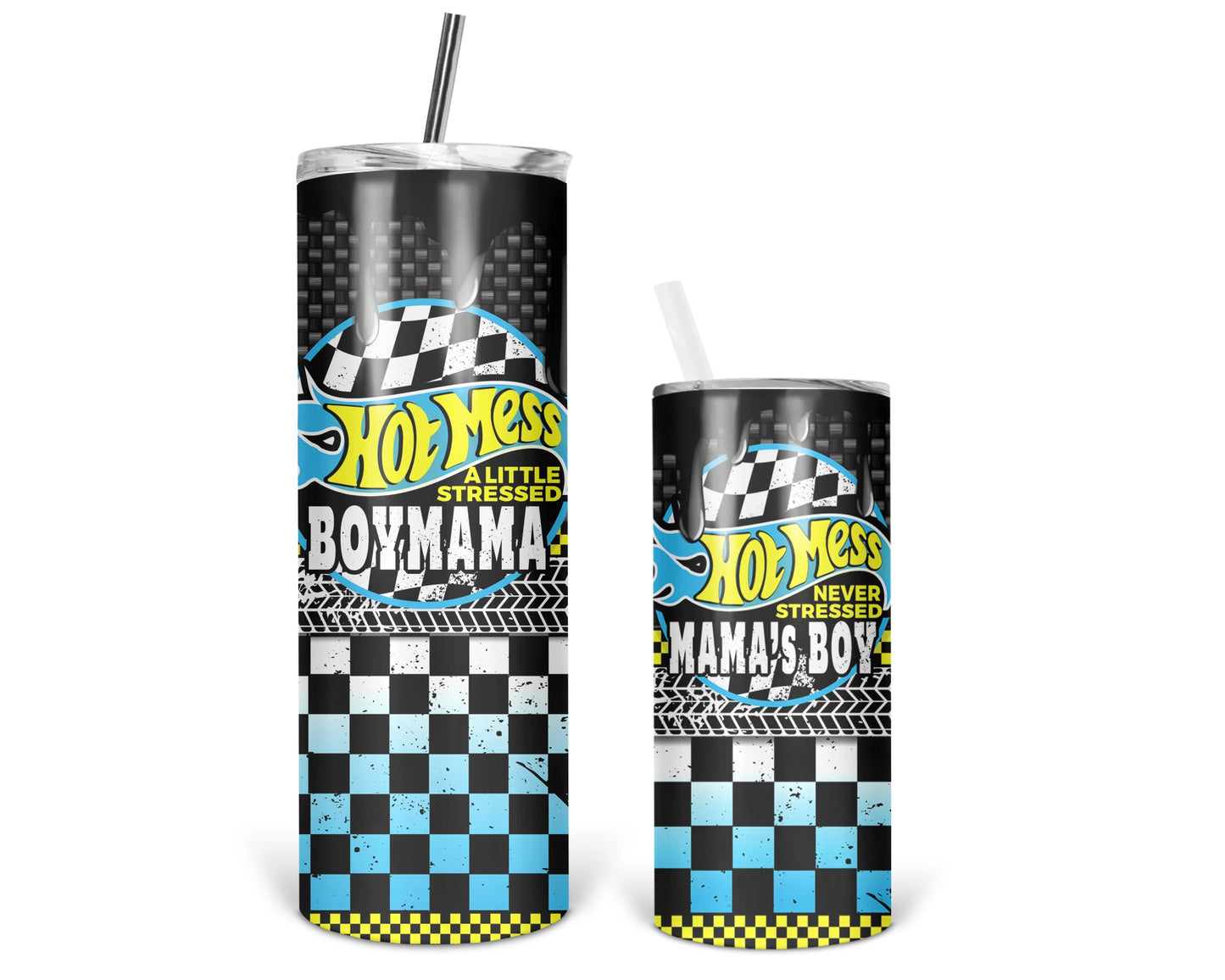 Hot Mess A Little Stressed Blue / Boy Mama Tumbler Set / Matching Mommy And Me / Gift For Mom