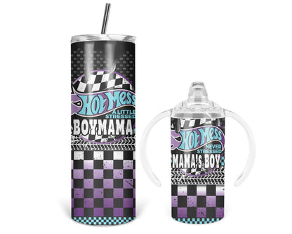 Hot Mess A Little Stressed Purple / Boy Mama Tumbler Set / Matching Mommy And Mini Me / Gift For Mom