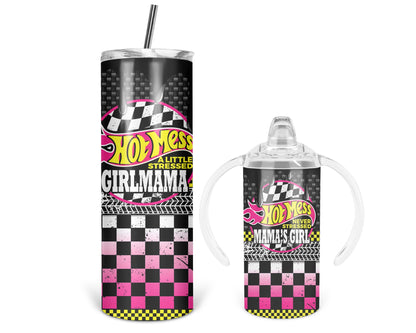 Hot Mess A Little Stressed Pink / Girl Mama Tumbler Set / Matching Mommy And Me / Gift For Mom