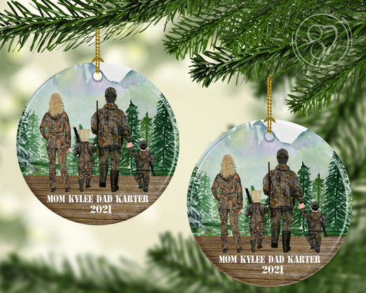 The Hunting Grounds Ornament / Personalized Caricature Ornament / Family Photo Ornament / Gift For Hunters