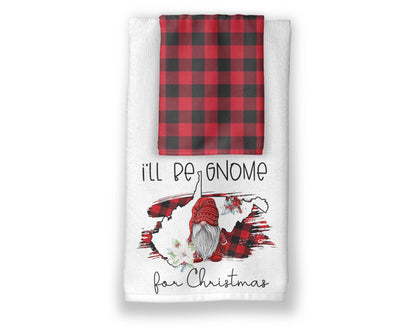 I'll Be Gnome For Christmas Towel Set - West Virgina Towels - Holiday Decor