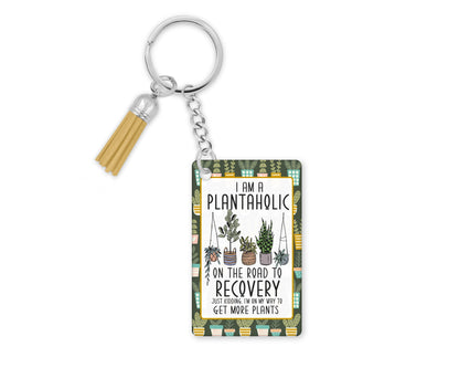 Plataholic Keychain - Funny Gardening Wristlet - Gift For Plant Lover