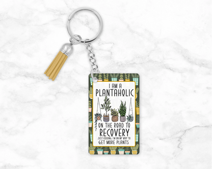 Plataholic Keychain - Funny Gardening Wristlet - Gift For Plant Lover