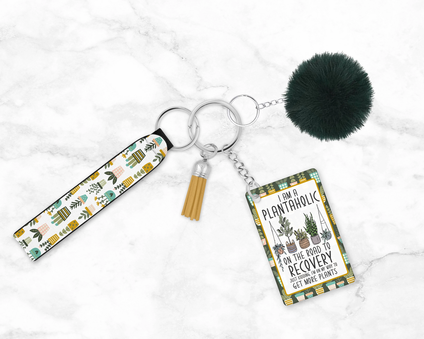 Plataholic Keychain - Funny Gardening Wristlet - Gift For Plant Lover