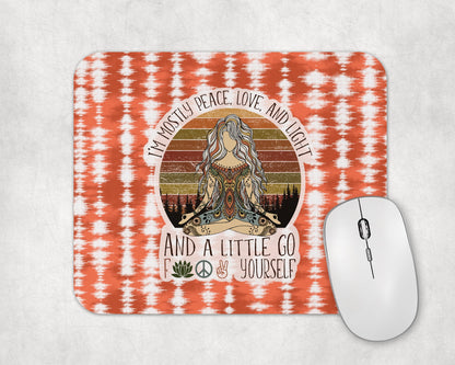 Peace Love And Light Mouse Pad / Funny Zen Gaming Mousepad / Gift For Yoga Teacher