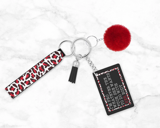 Pro Whatever She Wants Wristlet - Women's Rights Keychain - LGBTQ+ Equal Rights Key Ring Lanyard