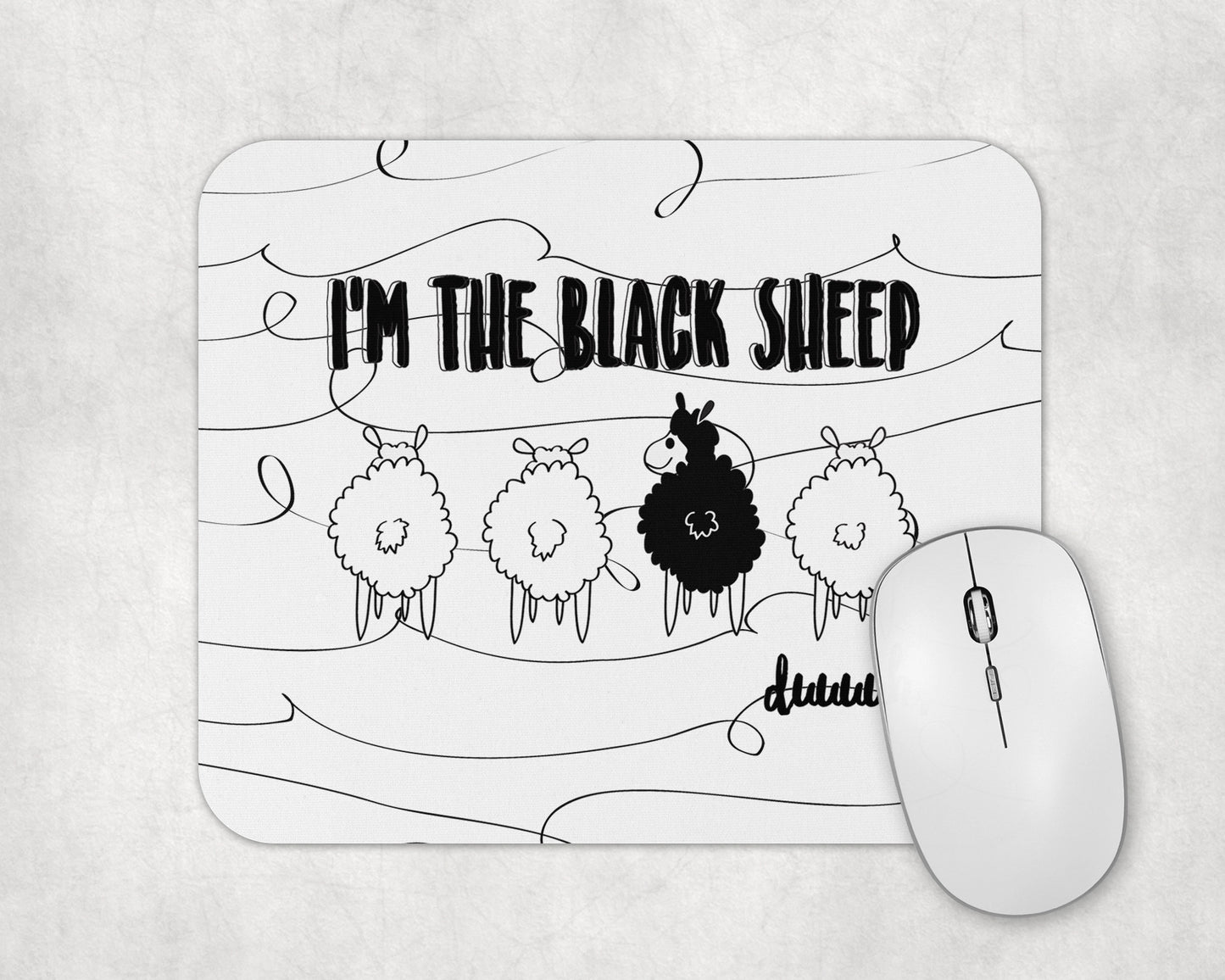 I'm The Black Sheep Mouse Pad / Funny Laptop Gaming Desk Mat / Gift For Sibling