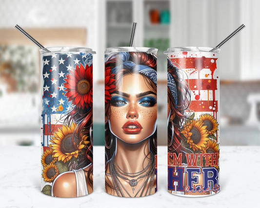 I'm With Her Tumbler /  Kamala Harris 2024 Election Tumbler Cup / Team Coconut Tree Tumbler