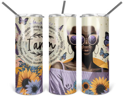 I Am Tumbler / 20oz Spiritual Tumbler With Straw / Motivational Tumbler Cup