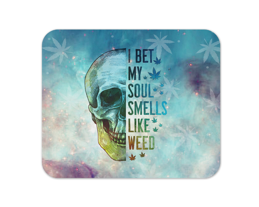 Smoky Soul Mouse Pad / Funny Mousepad For Herbal Enthusiast / Skull Gaming Laptop Desk Pad