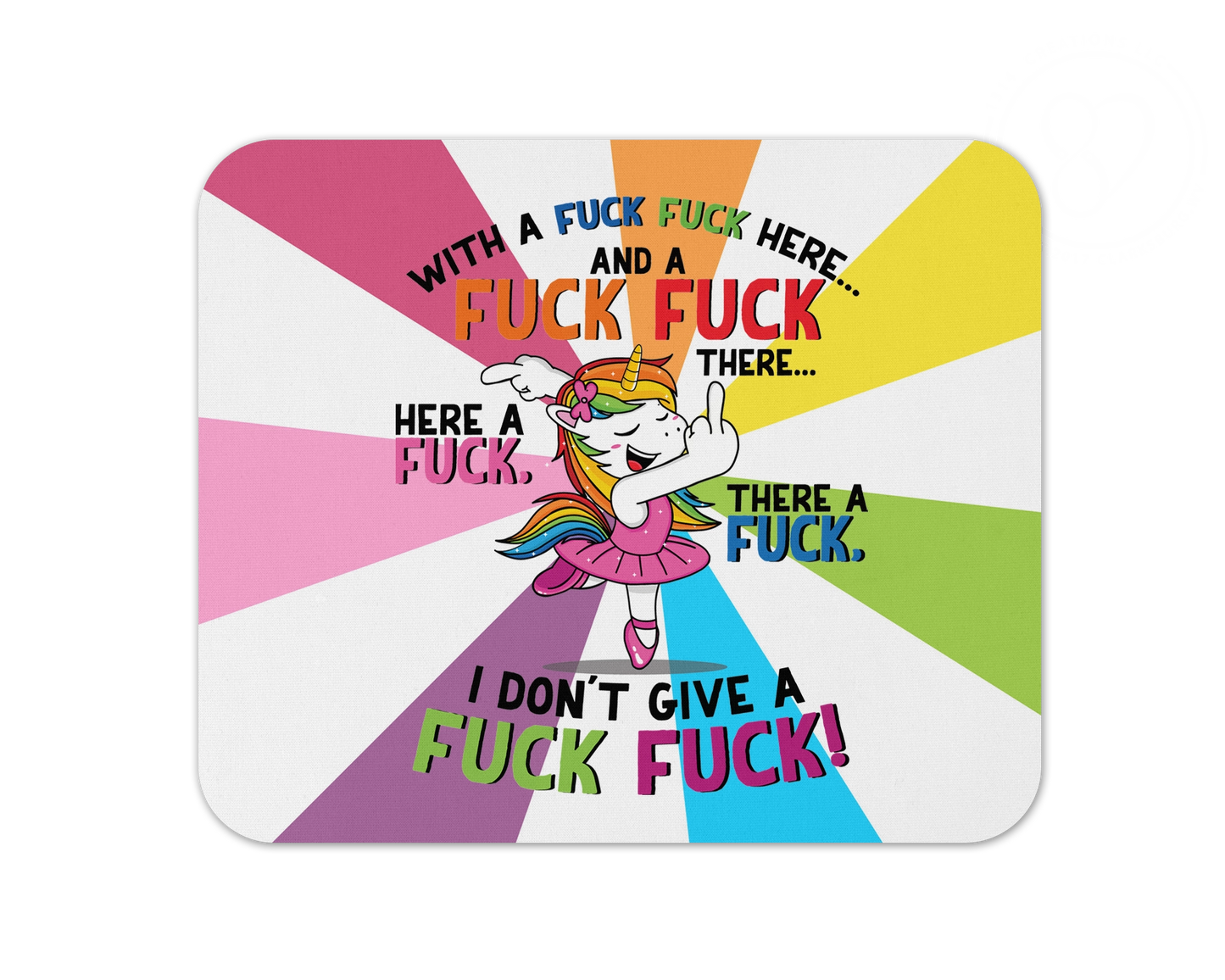 I Don't Give AF Mouse Pad / Funny Unicorn Gaming Laptop Desk Mat / Gift For Coworker