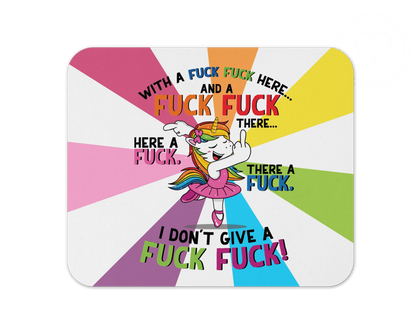 I Don't Give AF Mouse Pad / Funny Unicorn Gaming Laptop Desk Mat / Gift For Coworker