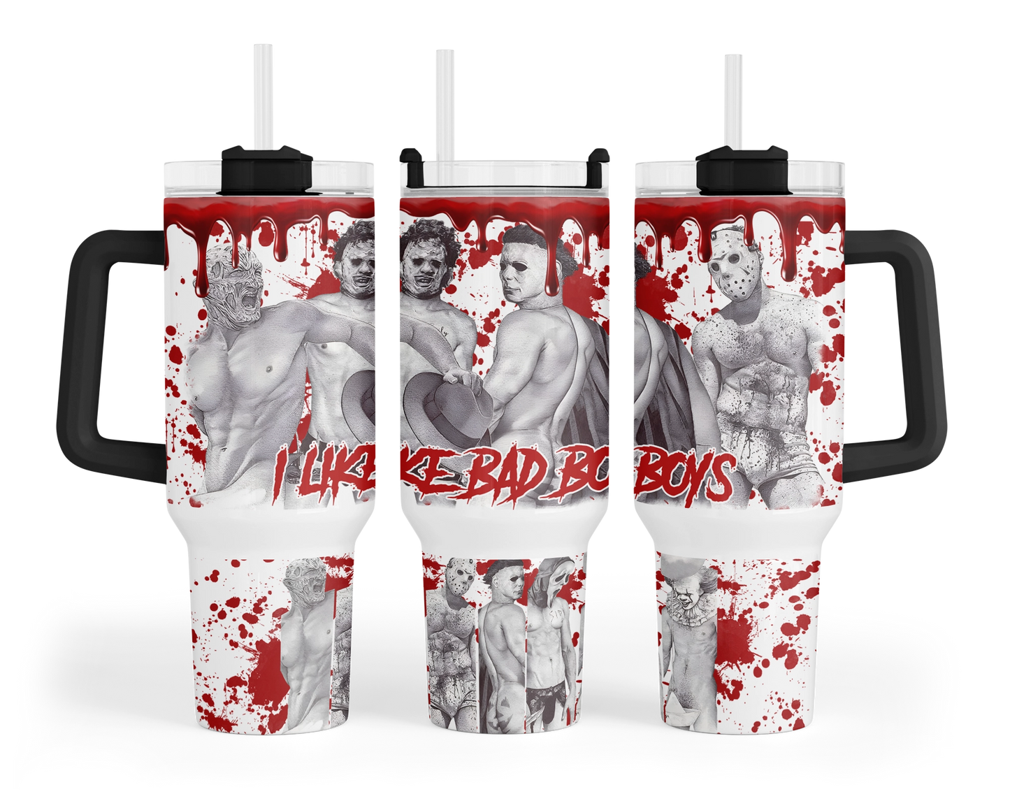 I Like Bad Boys Tumbler - Funny Scary 40oz Tumbler For Horror Movie Lovers - Gift For Horror Fans