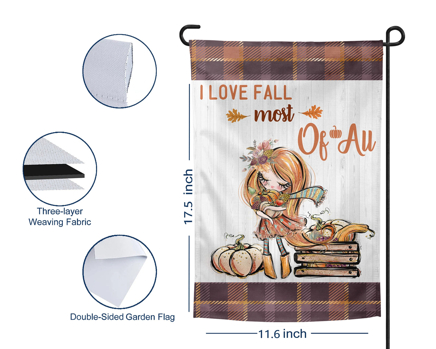 I Love Fall Most Of All Garden Flag - Outdoor Autumn Yard Decor - Housewarming Gift