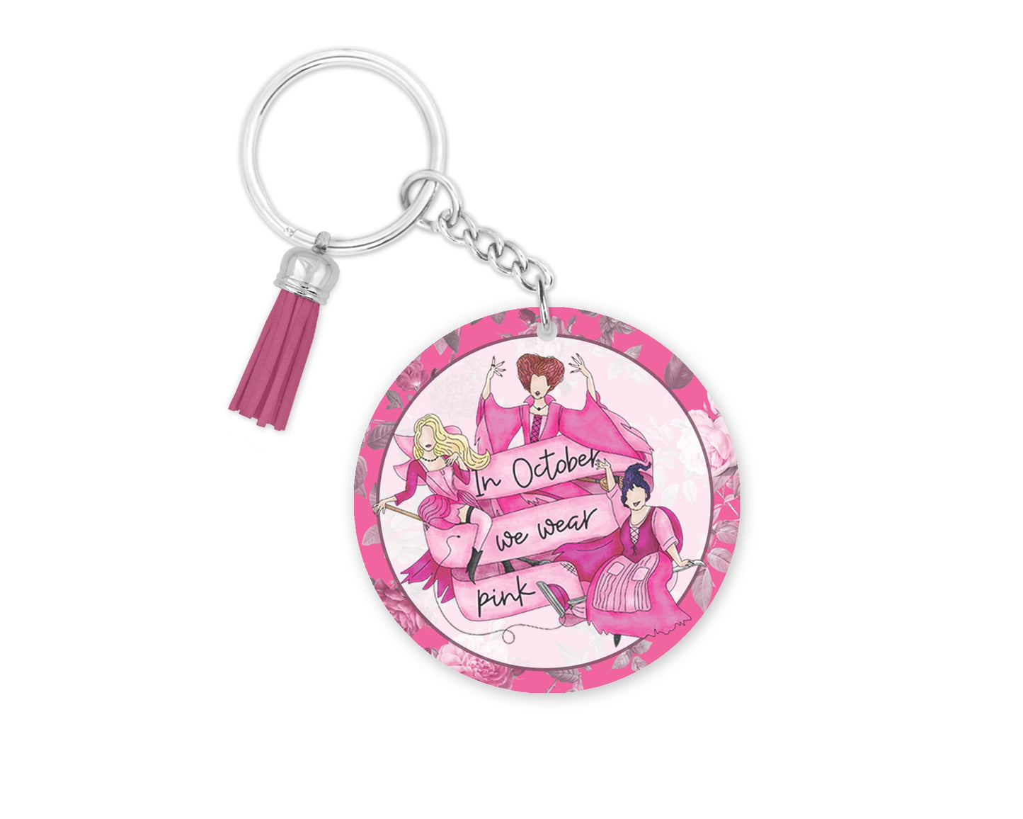 Spellbinding Shades Of Pink Keychain - October We Wear Pink Wristlet - Breast Cancer Awareness Lanyard