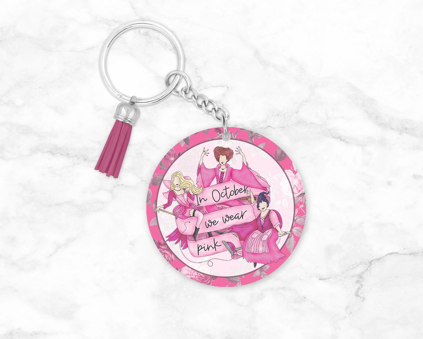 Spellbinding Shades Of Pink Keychain - October We Wear Pink Wristlet - Breast Cancer Awareness Lanyard