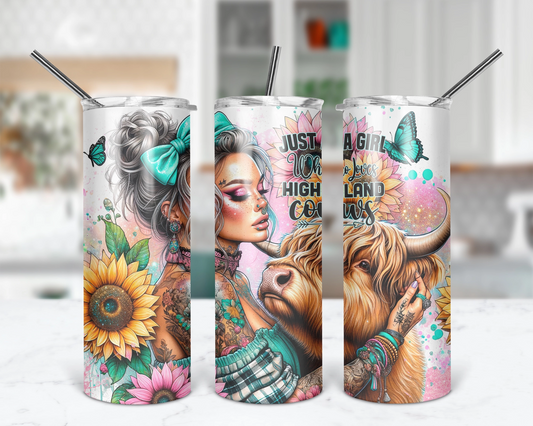 Just A Girl Who Loves Highland Cows  / 20oz Cowgirl Tumbler With Straw / Gift For Cow Lovers