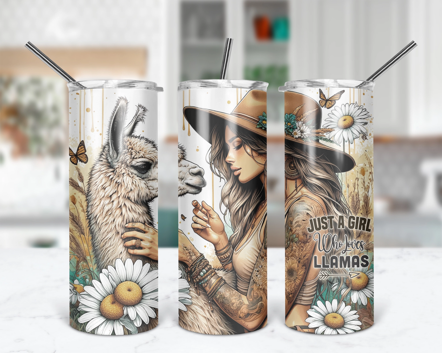 Just A Girl Who Loves Llamas / 20oz Tumbler With Straw / Gift For Llama Lovers