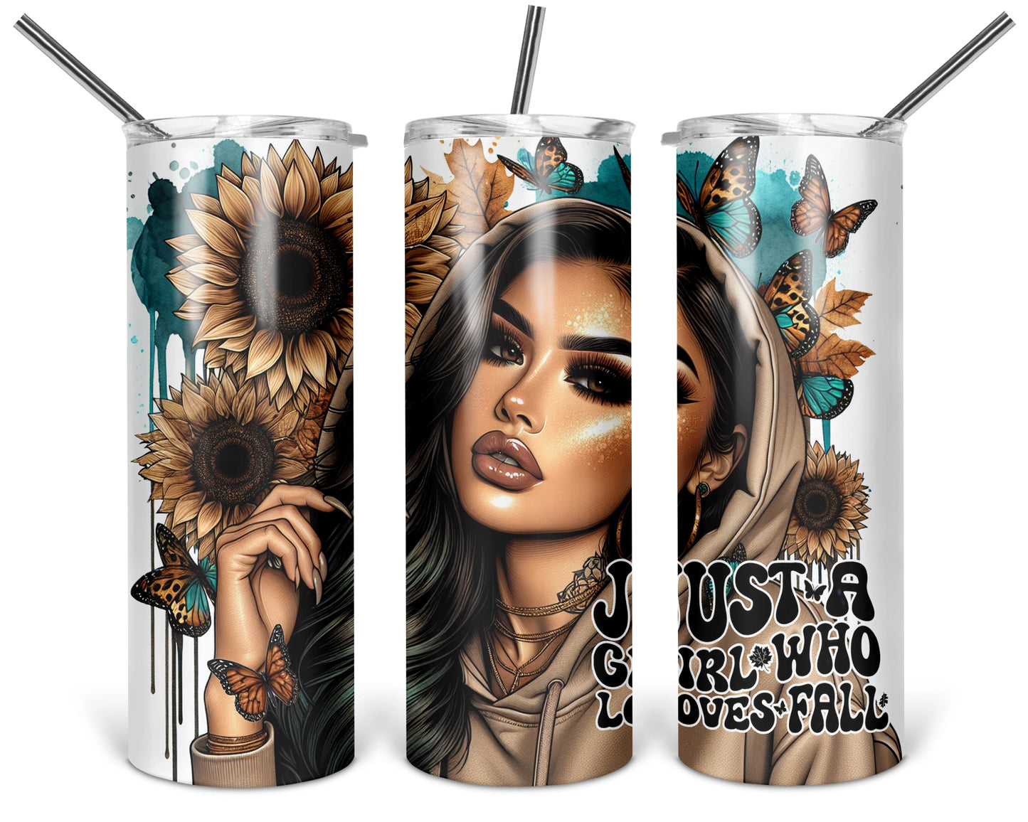 Just A Girl Who Loves Fall Tumbler  / Autumn Vibes Tumbler With Straw /  Fall Season Tumbler / Fall Decor