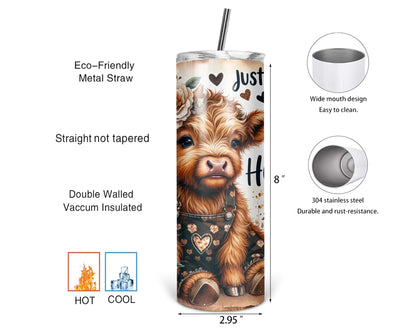 Just A Girl Who Loves Cows / 20oz Highland Cow Tumbler With Straw / Gift For Cow Lovers