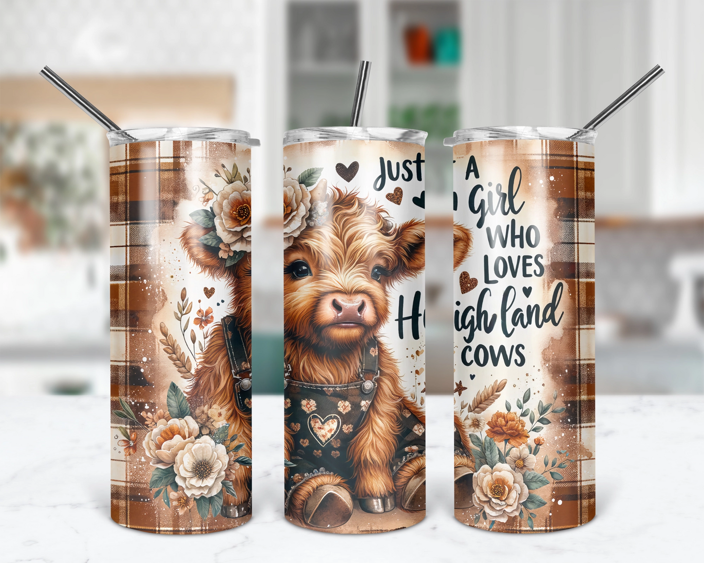 Just A Girl Who Loves Cows / 20oz Highland Cow Tumbler With Straw / Gift For Cow Lovers