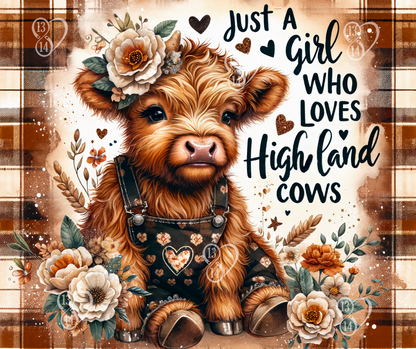 Just A Girl Who Loves Cows / 20oz Highland Cow Tumbler With Straw / Gift For Cow Lovers