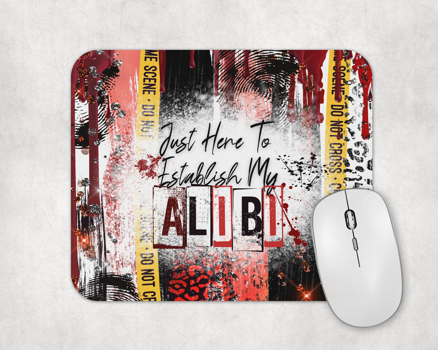 Airtight Alibis Mouse Pad / True Crime Junkie Mousepad / Gift For Crime Solver Documentaries Fan