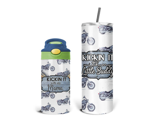 Kickin It With Mama Tumbler Set / Matching Mommy And Me / Gift For Mom / Kids 2-in-1 Cup