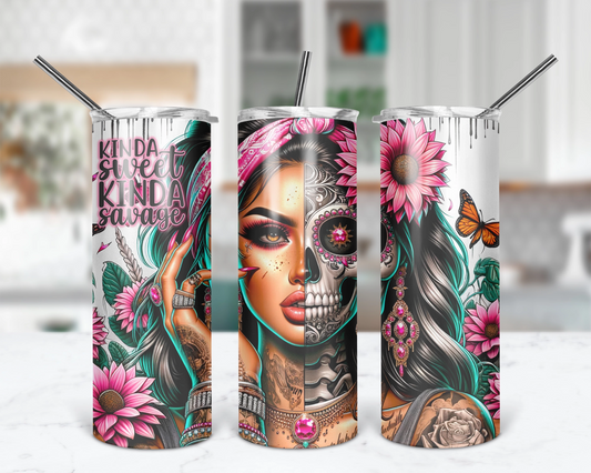 Kinda Sweet Kinda Savage Tumbler / Sassy 20oz Tumbler With Straw / Gift For Her