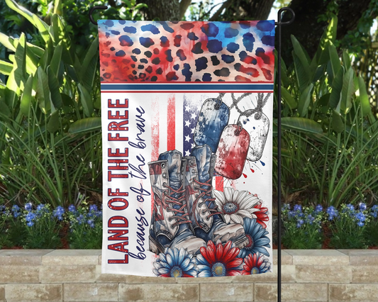 Land Of The Free Garden Flag - Patriotic Outdoor Yard Decor - Memorial Day 4th of July Decorations