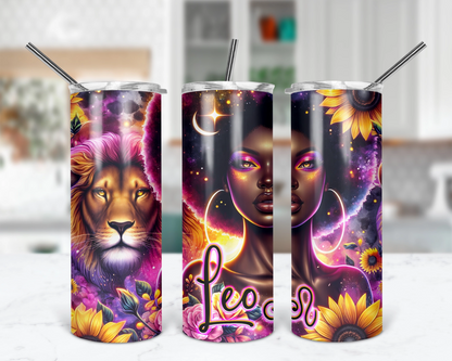 Leo Girl Tumbler / Horoscope Tumbler With Straw / Zodiac Sign Tumbler / Gift For Astrology Lovers