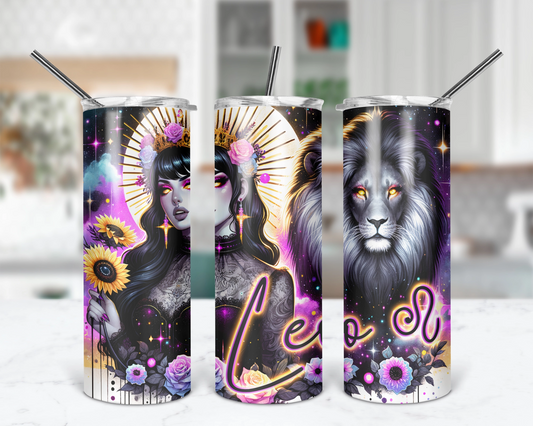 Leo Girl Tumbler / Zodiac Sign Tumbler With Straw / Horoscope Tumbler / Gift For Astrology Lovers