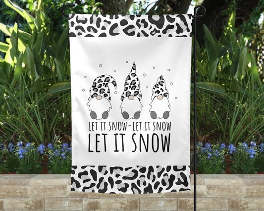 Let It Snow Garden Flag - Outdoor Winter Gnome Yard Decor - Housewarming Gift