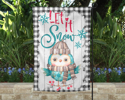 Snow Hootz Garden Flag - Outdoor Winter Yard Decor - Housewarming Gift