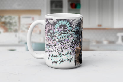 Let Them Mug , Self Care Coffee Cup ,Motivational Mug , Sunflower Gift