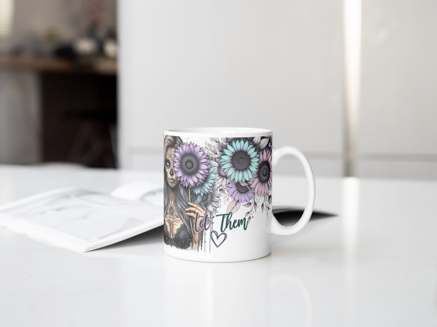 Let Them Mug , Self Care Coffee Cup ,Motivational Mug , Sunflower Gift