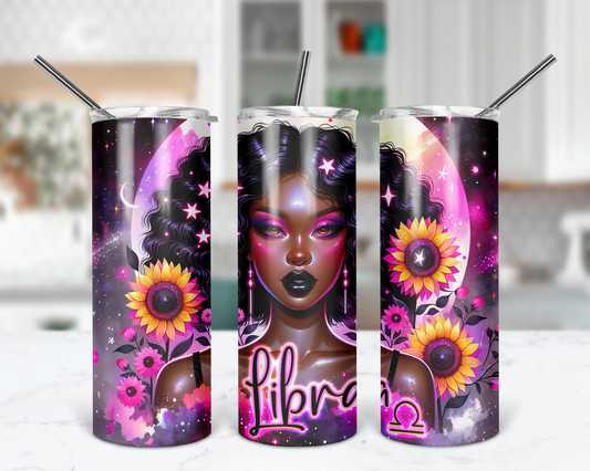 Libra Girl Tumbler / Horoscope Tumbler With Straw / Zodiac Sign Tumbler / Gift For Astrology Lovers