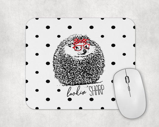 Lookin' Sharp Hedgehog Mouse Pad / Cute Hedgehog Laptop Gaming Desk Mat / Gift For Coworker