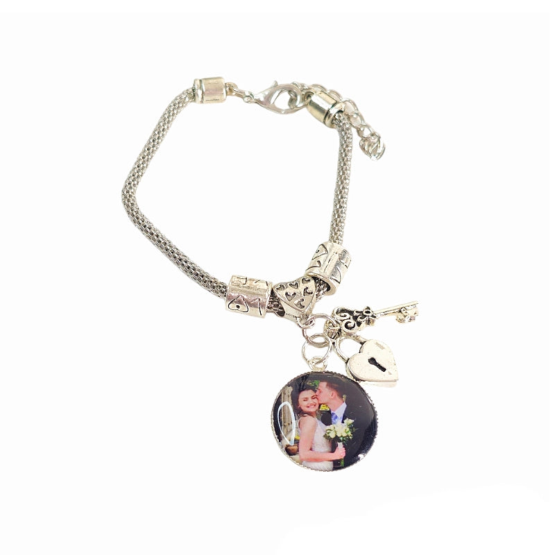 ✨ A Love Story on Your Wrist! Silver Photo Charm Bracelet ✨ Adjustable Personalized Bracelet ✨Gift For Her