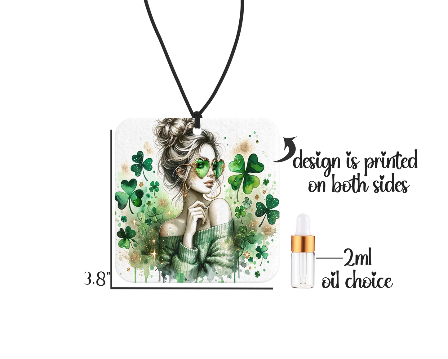 Lucky Girl Air Freshener / Celtic Felt Car Freshener / Clover Small Spaces Hanging Diffuser