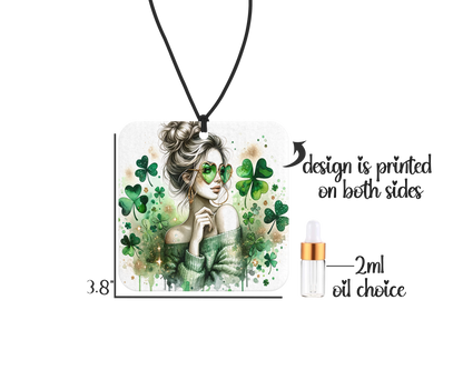 Lucky Girl Air Freshener / Celtic Felt Car Freshener / Clover Small Spaces Hanging Diffuser