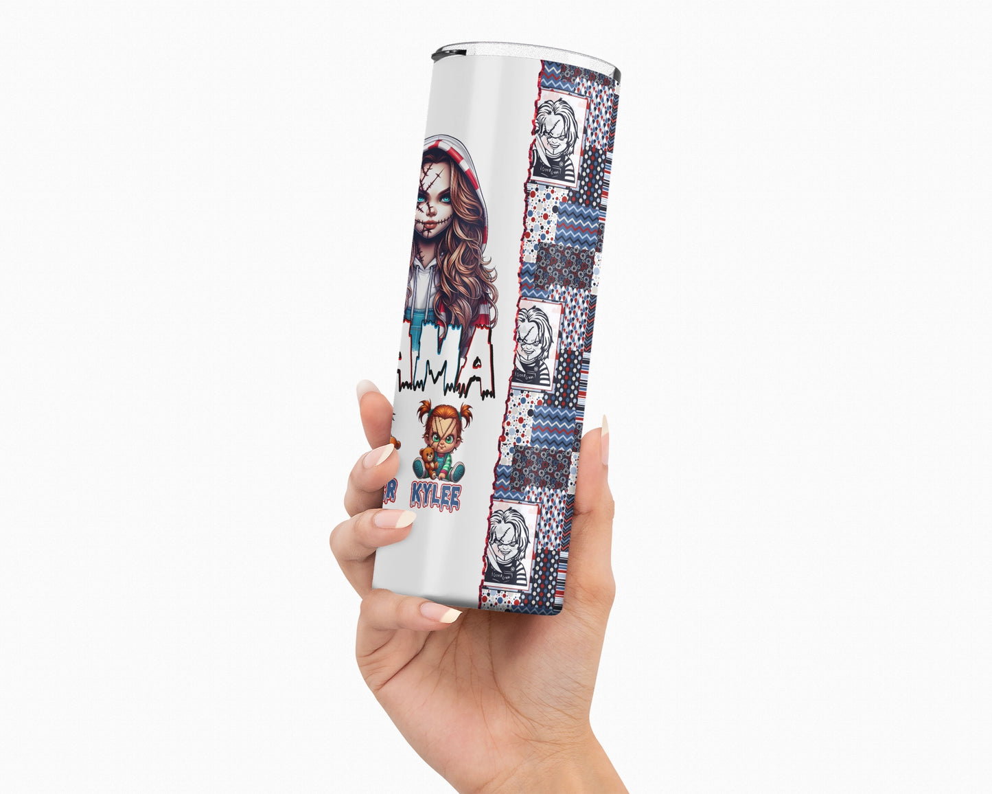 Mama Chucky Tumbler - Personalized 20oz Scary Movie Tumbler With Straw - Gift For Mom